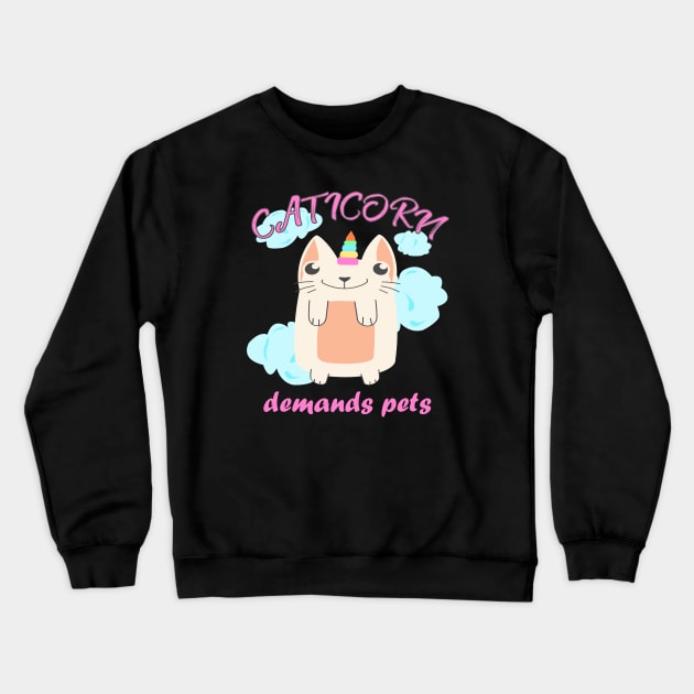 Caticorn Unicorn Cat Crewneck Sweatshirt by Foxxy Merch